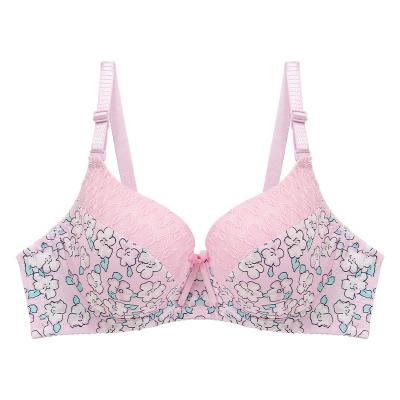 China Women Full Cup Bra Women Sex Floral Print Breathable Steel Ladies Ring Bra Big Cup Size Wholesalers for sale