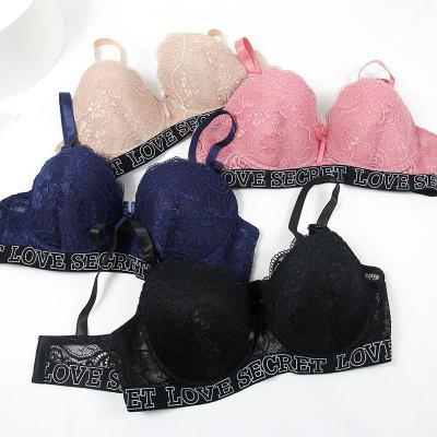 China Antibacterial Nylon Fabric Printed Letter Color Bra Ladies Adjustable Black Bra for sale