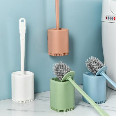 China Sustainable with no soft scratch TPR bristles, vented holder and anti-slip handle, wall mounted bathroom toilet cleaner brush for sale