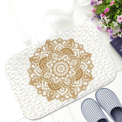 China Stocked Non Slip Backing Mandala Design Plush Bathroom Decor Southern Bath Mat for sale