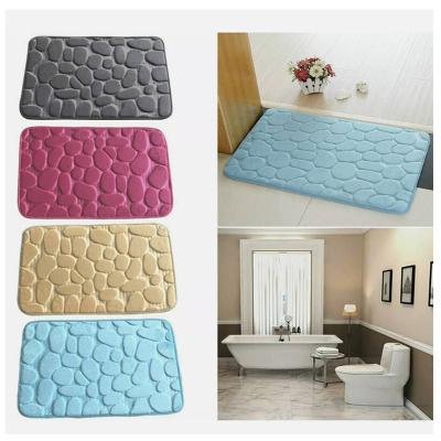 China Durable Non-Slip With Solid Embossed PVC Backing Stone Memory Foam Bath Cover for sale