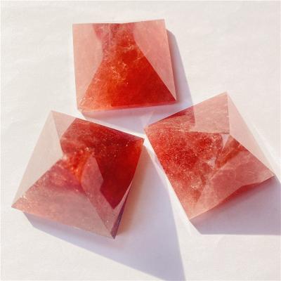 China Wholesale Natural Pink Crystal Quartz Carving Strawberry Stone Crystal Pyramid Meditation from DONGHAI for sale