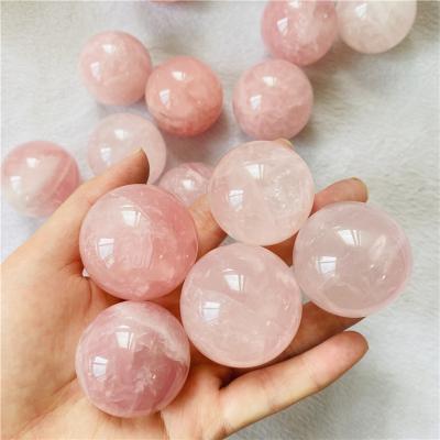 China Wholesale Custom Natural Healing Crystal Rose Quartz Sphere Ball from DONGHAI for Decoration for sale