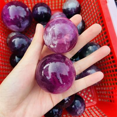 China China Sphere Natural Rainbow Fluorite Watermelon Balls Crystals Healing Crystal Fluorite Purple Crystal Ball for sale