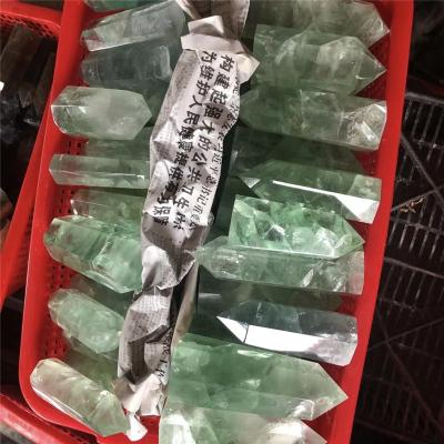 China China Reiki Gemstone Healing Clear Quartz Fluorite Crystal Tower For Decoration Green Point for sale