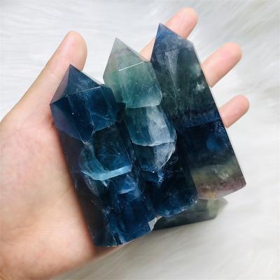 China Blue Fluorite Crystal Quartz Point Crystal Natural Healing Crystals Rainbow Tower Wholesale from DONGHAI for sale