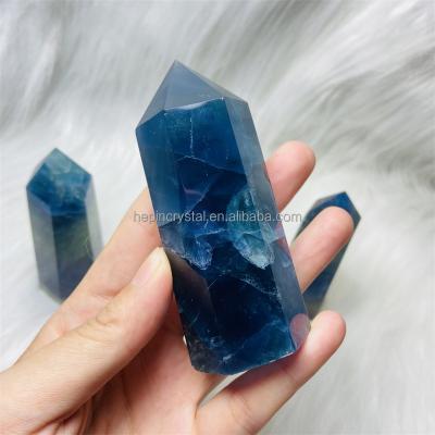 China DONGHAI Gemstone Tower Crystal Natural Healing Crystals Rainbow Blue Fluorite Crystal Point for sale