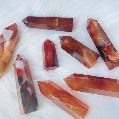 China Wholesale Natural China Crystal Carnelian Agate Points Healing Wand Tower For Decoration for sale