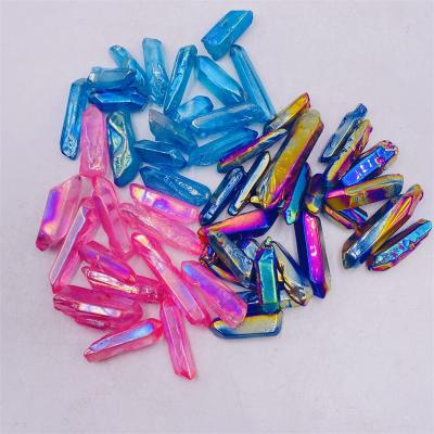 China Wholesale Bulk Natural Healing Plated Angle Aura Crystal Rough Point From China For DIY for sale