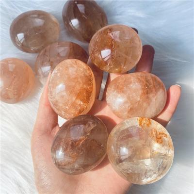 China DONGHAI Hot Selling Polished Fire Quartz Palm Natural Red Hematoid Stone Crystal Tumbled For Healing for sale