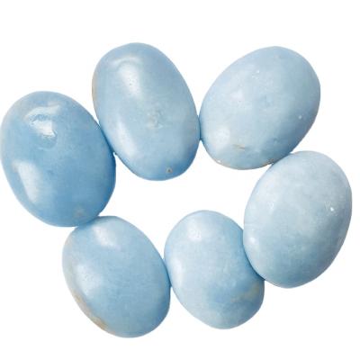 China DONGHAI Wholesale Hot Sale Blue Angelite High Quality Natural Gemstone Healing Crystal Palm Stone for sale