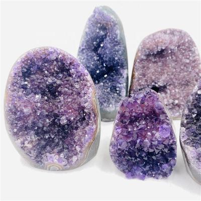 China Wholesale Natural Stone Support DONGHAI Crystal Quartz Cluster Amethyst Geode for Feng Shui Decoration for sale