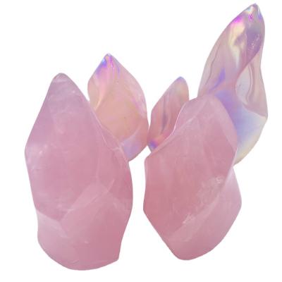 China Wholesale High Quality Natural Rose Quartz Crystals Flame Healing Stone from China for Fengshui for sale