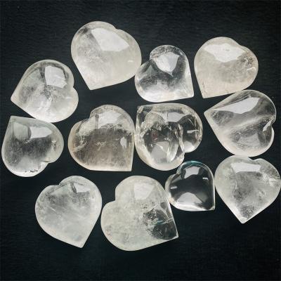 China Wholesale High Quality Polished Natural Clear Heart Crystal Carving For Healing Quartz From China for sale