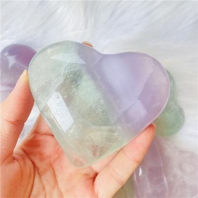 China Wholesale DONGHAI Natural Gemstone Carving Purple Lavender Fluorite Hearts For Crystals Crafts for sale