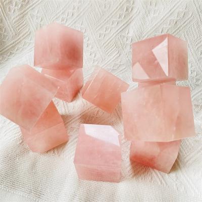 China DONGHAI Wholesale Natural Square 5cm Crystal Pink Rose Quartz Cube Representing Home Decoration for sale