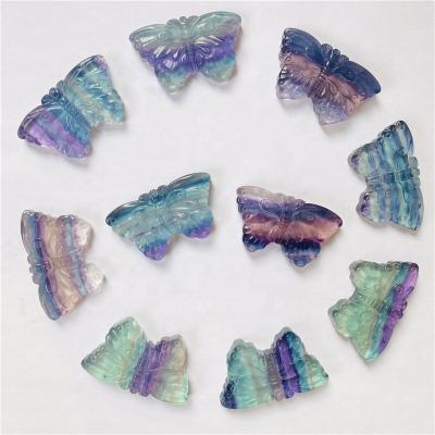 China DONGHAI Wholesale Natural Hand Carved Natural Rainbow Fluorite Crystal Butterfly for Souvenir for sale