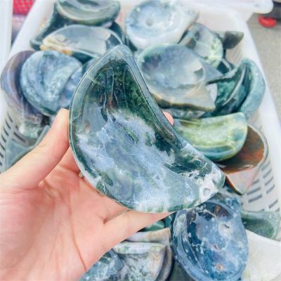 China High Quality Moss Agate Quartz Bowls Crystal Bowl Healing Cat /Moon Shape Wholesale From China for sale