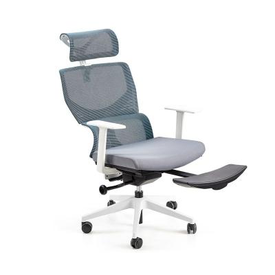 China White Office Swivel Frame Mesh Executive Chair High Back Swivel Chair With Footrest for sale