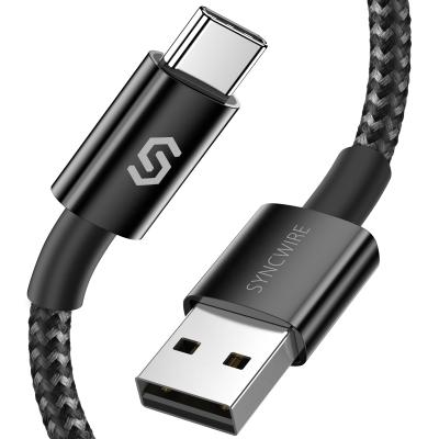 China Mobile Phone Syncwire 3.3ft/1m USB C Cable Nylon Braided USB-A to USB-C Fast Charging Cable for sale