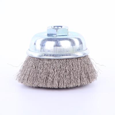 China Welding Cleaning Rough Surface Cleaning 75MM Wire Cup Polishing Brush for sale