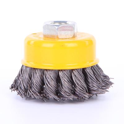 China Weld Cleaning Knot Crimped Rough Surface Twisted Wire Cleaning Cup Brush Rotary Steel Wire Brush For Angle Grinder Industry Clean And Polishing for sale