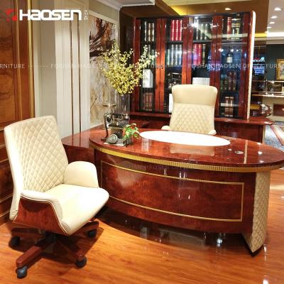 China Office Luxury L Shaped Rolls 6881 Small Wooden Desks Meeting Office Furniture Leather Luxury Executive for sale