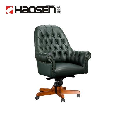 China Haosen Rafflo K208 Adjustable Luxury Boss Conference Leather Office (Height) Chair With Casters for sale