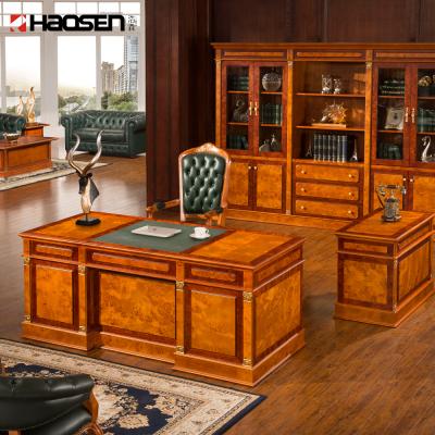 China Haosen office furniture executive table office furniture classic solid wood luxury classic solid wood boss room table for sale