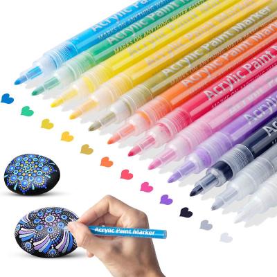 China Well-designed colorful waterproof ink acrylic paint water-based marker pens for rock painting for sale