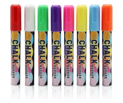 China round & Professional Reversible Erasable Colored Liquid Marker Led Stained Glass Chisel Tip Art Marker Pens Chalk Inscription Board for sale