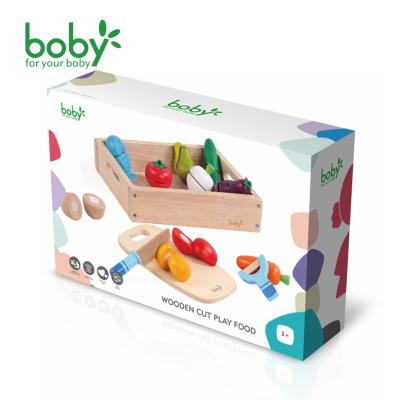 China Toy Food Playset Hot Sale design children cut small fruit and vegetable wooden toys to pretend the first game education kitchen cutting food for sale