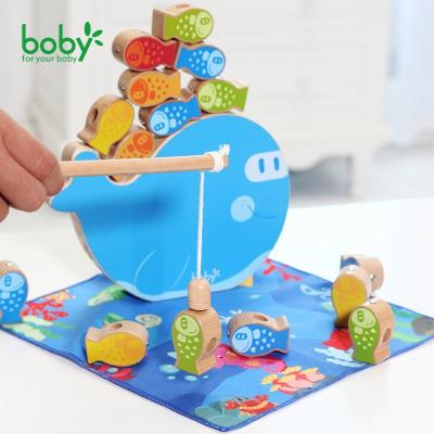 China 100% Eco-Friendly Children Playset Playset Fish Magnetic Toy Kid Wooden Games Fishing Happy Toys for sale