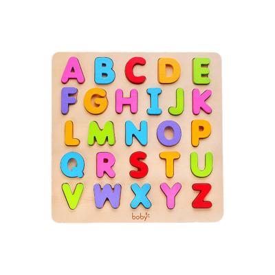 China Toddler Chunky Alphabet Baby Puzzle Toy Natural Wooden Alphabet Peg Puzzle ABC 3D Cartoon for sale