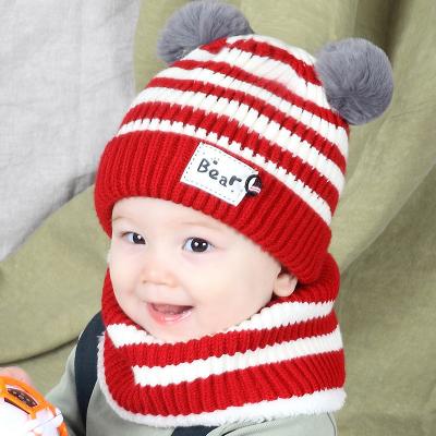 China New Baby Checked High End Knitted Hat Thicken To Keep Warm Kids Hats Covers Wool Hat Wholesale for sale