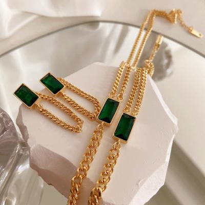 China CLASSIC European and American luxury brands fashion earrings bracelet necklace green suit for sale