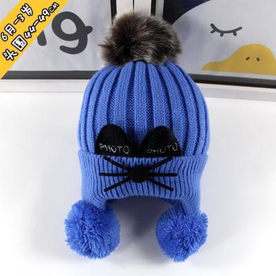 China Character 0-10 Year Old Baby Hat Baby Winter Woolen Ear-Hat Thickened Warm Knit Hats Children Hats for sale