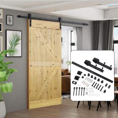 China Matte Black Steel Sliding Barn Door Hardware Wall Mounted for sale