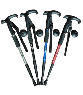 China Trekking 4-Section Durable High Quality Outdoor Retractable Aluminum Telescopic Walking Stick Adjustable Pole for sale