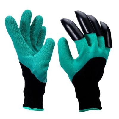 China Custom Waterproof Breathable Latex Digging Planting Agriculture Garden Gloves With Prongs for sale