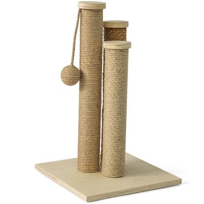 China Best Quality 2023 Modern Design Sustainable Wholesale Modern Sisal Rope Funny Cat Litter Tree Wood Cat Furniture Scratching Ball Toy for sale