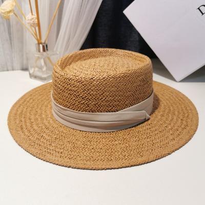 China Wholesale Custom 100% Straw Hats Striped Paper Straw Hat With Print Flower Ladies Sombreros De Paja Hat for sale