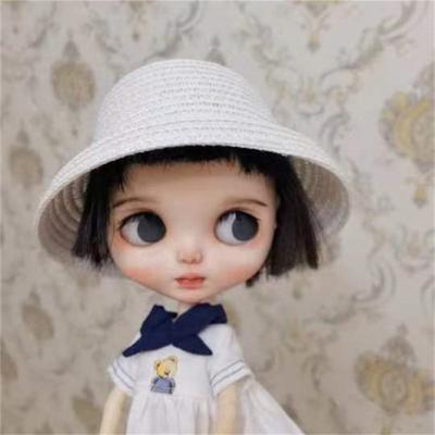 China Mini Crossed Cut Paper Straw Doll Hat Low Price Kids Toys Cap Pet Hats for sale