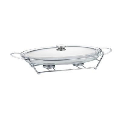 China Restaurants / 3.0l Hotel Hotel Wedding Oval Chafing Dish With Fuel Burner Serving Dish Food Warmer for sale