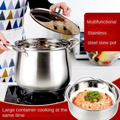 China 2022 Custom Stainless Steel Kitchenware Three-Layer Pasta Pan Sustainable Steamer for sale