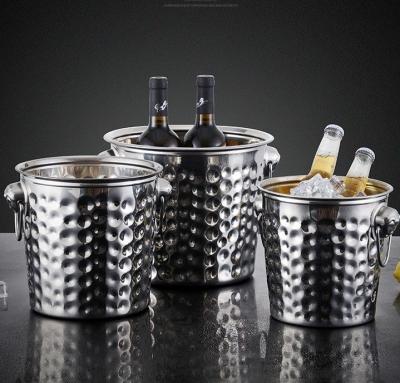 China Bar KTV viable household ice bucket champagne beer stainless steel hammer point small point ice bucket for sale