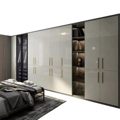 China 11 Light Modern Custom Doors Full Glass Door With LED Custom Doors Bedroom Wall Wardrobe Cabinet Clothes Organizer for sale