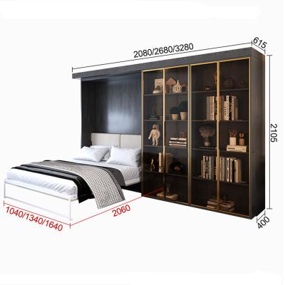 China Wall (Height) Adjustable Wall Bedroom Furniture Study Furniture Foldable Vertical Murphy Bed Mechanism With Cabinets Bookcase Wardrobe Storage for sale