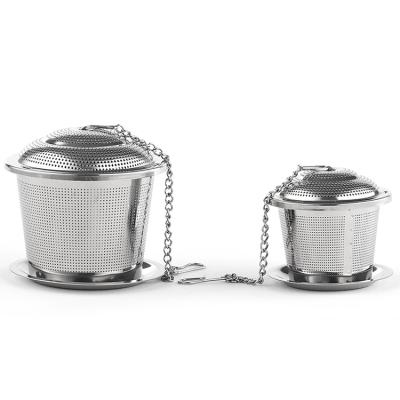 China WITH LID 304 Stainless Steel Tea Strainers With Cover Strain Mesh Coffee Strainer Tea Making Device Filter With Handle Strainer for sale