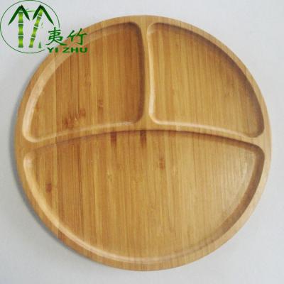 China Factory price yihua sustainable 100% natural bamboo 3 grid bamboo fruit plate nut dishes for sale